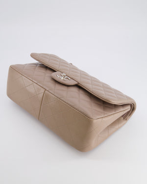 Chanel Jumbo Classic Double Flap Bag in Beige Taupe Caviar Leather with Silver Hardware RRP £9,540