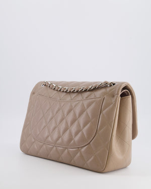 Chanel Jumbo Classic Double Flap Bag in Beige Taupe Caviar Leather with Silver Hardware RRP £9,540