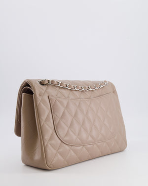 Chanel Jumbo Classic Double Flap Bag in Beige Taupe Caviar Leather with Silver Hardware RRP £9,540