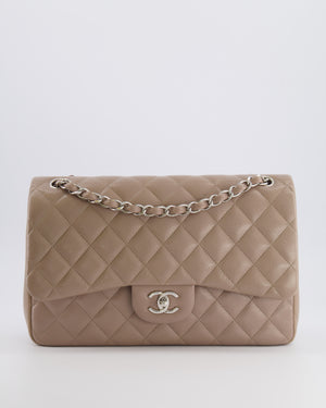 Chanel Jumbo Classic Double Flap Bag in Beige Taupe Caviar Leather with Silver Hardware RRP £9,540