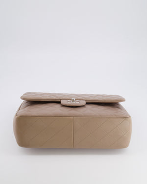 Chanel Jumbo Classic Double Flap Bag in Beige Taupe Caviar Leather with Silver Hardware RRP £9,540