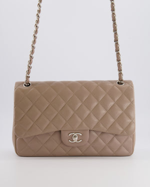 Chanel Jumbo Classic Double Flap Bag in Beige Taupe Caviar Leather with Silver Hardware RRP £9,540