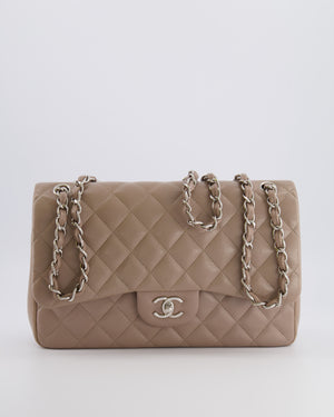 Chanel Jumbo Classic Double Flap Bag in Beige Taupe Caviar Leather with Silver Hardware RRP £9,540