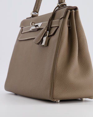 *FIRE PRICE* Hermès Kelly 28 Retourne Bag in Etoupe Togo Leather with Palladium Hardware