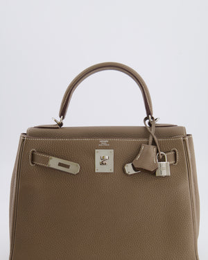 *FIRE PRICE* Hermès Kelly 28 Retourne Bag in Etoupe Togo Leather with Palladium Hardware