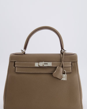 *FIRE PRICE* Hermès Kelly 28 Retourne Bag in Etoupe Togo Leather with Palladium Hardware