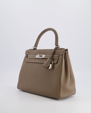 *FIRE PRICE* Hermès Kelly 28 Retourne Bag in Etoupe Togo Leather with Palladium Hardware