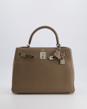 *FIRE PRICE* Hermès Kelly 28 Retourne Bag in Etoupe Togo Leather with Palladium Hardware