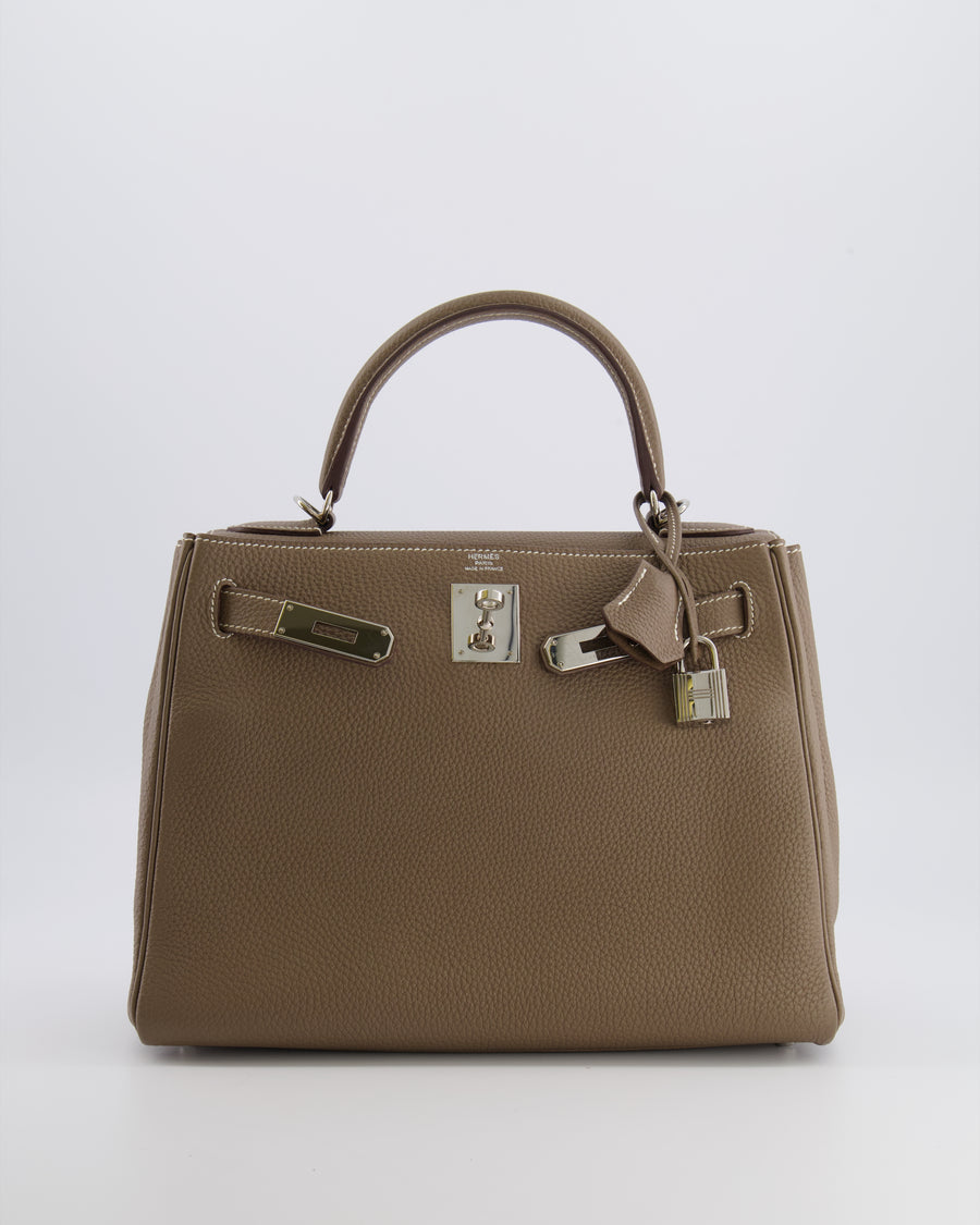 *FIRE PRICE* Hermès Kelly 28 Retourne Bag in Etoupe Togo Leather with Palladium Hardware