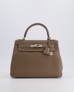 *FIRE PRICE* Hermès Kelly 28 Retourne Bag in Etoupe Togo Leather with Palladium Hardware