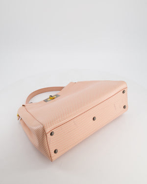 Fendi Pink and White Checkered Medium Peekaboo Bag in Calfskin Leather with Silver and Gold Hardware