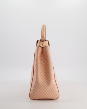 Fendi Pink and White Checkered Medium Peekaboo Bag in Calfskin Leather with Silver and Gold Hardware