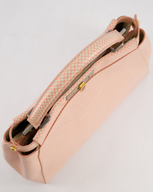 Fendi Pink and White Checkered Medium Peekaboo Bag in Calfskin Leather with Silver and Gold Hardware