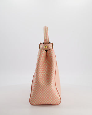 Fendi Pink and White Checkered Medium Peekaboo Bag in Calfskin Leather with Silver and Gold Hardware
