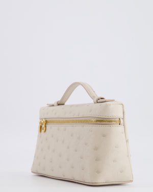 Loro Piana Extra Pocket L19 Bag in Light Travertine Ostrich Leather with Gold Hardware RRP £5,560