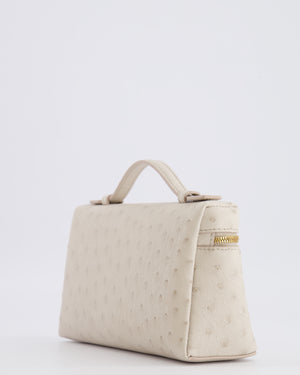 Loro Piana Extra Pocket L19 Bag in Light Travertine Ostrich Leather with Gold Hardware RRP £5,560