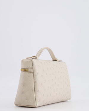 Loro Piana Extra Pocket L19 Bag in Light Travertine Ostrich Leather with Gold Hardware RRP £5,560