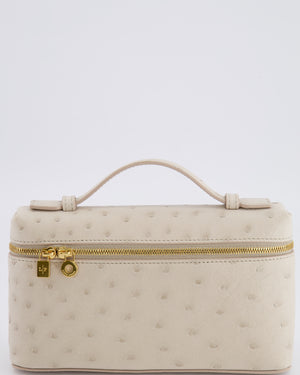 Loro Piana Extra Pocket L19 Bag in Light Travertine Ostrich Leather with Gold Hardware RRP £5,560