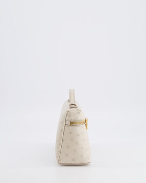 Loro Piana Extra Pocket L19 Bag in Light Travertine Ostrich Leather with Gold Hardware RRP £5,560