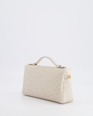 Loro Piana Extra Pocket L19 Bag in Light Travertine Ostrich Leather with Gold Hardware RRP £5,560