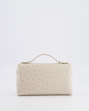 Loro Piana Extra Pocket L19 Bag in Light Travertine Ostrich Leather with Gold Hardware RRP £5,560