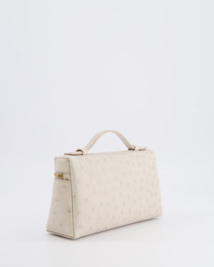 Loro Piana Extra Pocket L19 Bag in Light Travertine Ostrich Leather with Gold Hardware RRP £5,560