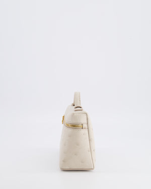 Loro Piana Extra Pocket L19 Bag in Light Travertine Ostrich Leather with Gold Hardware RRP £5,560