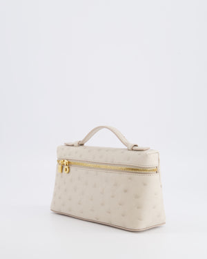 Loro Piana Extra Pocket L19 Bag in Light Travertine Ostrich Leather with Gold Hardware RRP £5,560