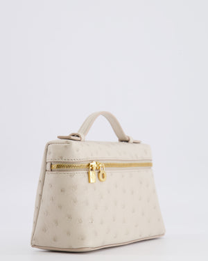 Loro Piana Extra Pocket L19 Bag in Light Travertine Ostrich Leather with Gold Hardware RRP £5,560