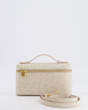 Loro Piana Extra Pocket L19 Bag in Light Travertine Ostrich Leather with Gold Hardware RRP £5,560