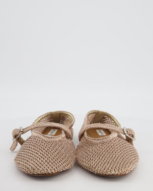 Alaia Bronze Mesh Flat Ballet Shoes Size EU 41