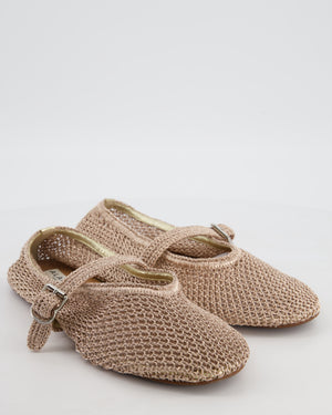 Alaia Bronze Mesh Flat Ballet Shoes Size EU 41