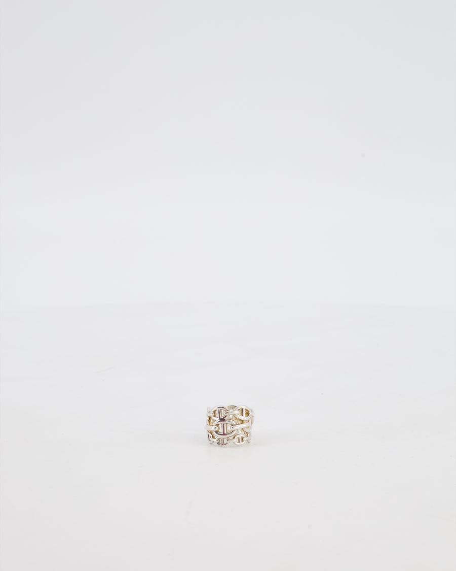 Hermès Silver Chain D'Ancre Enchainee Ring Size 54