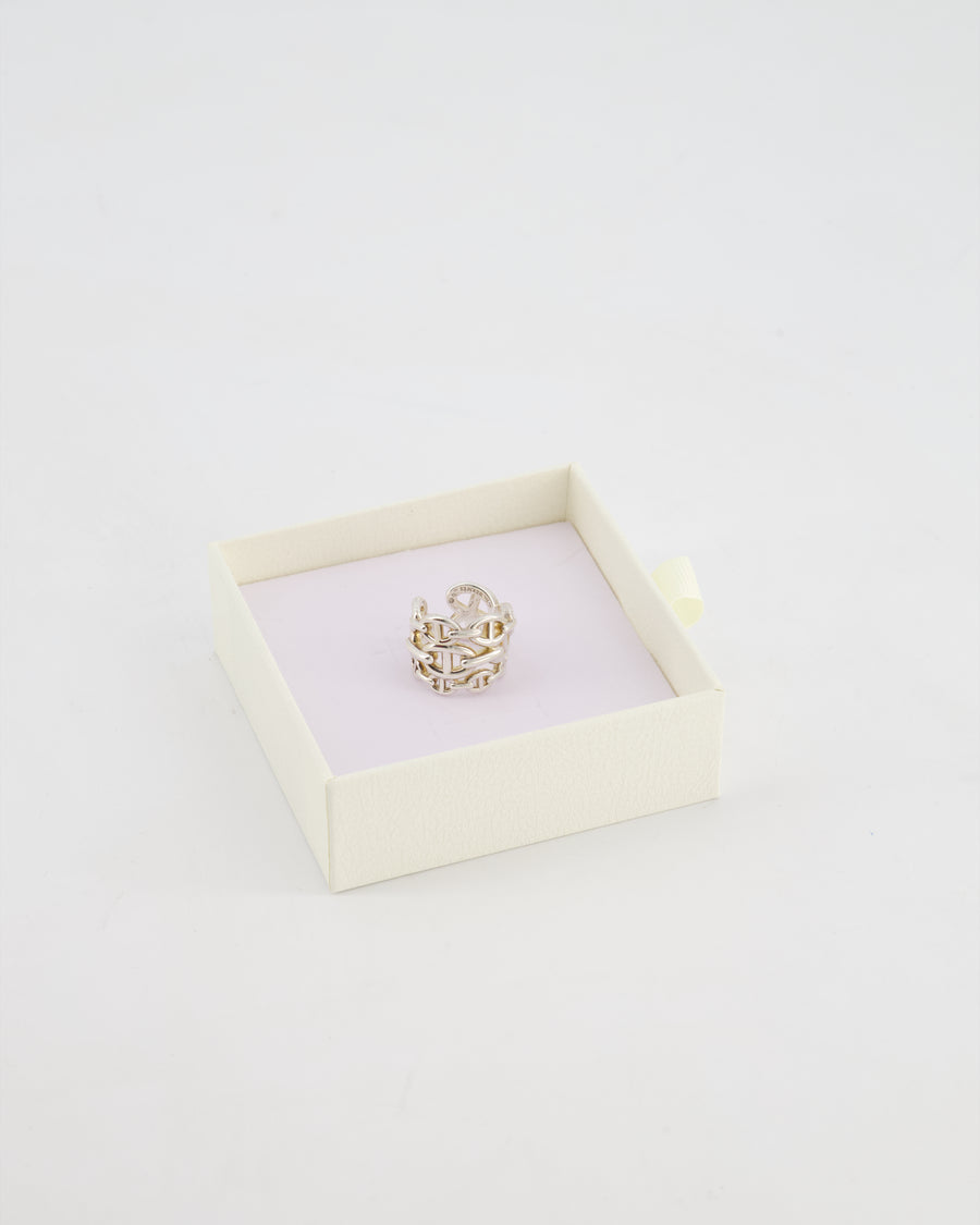 Hermès Silver Chain D'Ancre Enchainee Ring Size 54