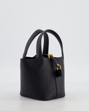 *SUPER RARE* Hermès Micro Picotin 14 in Caban Ostrich Leather with Gold Hardware