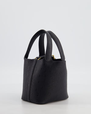 *SUPER RARE* Hermès Micro Picotin 14 in Caban Ostrich Leather with Gold Hardware