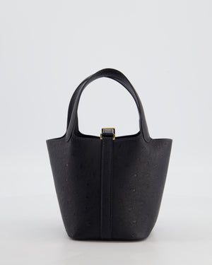 *SUPER RARE* Hermès Micro Picotin 14 in Caban Ostrich Leather with Gold Hardware