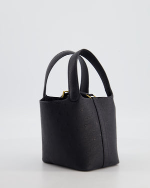 *SUPER RARE* Hermès Micro Picotin 14 in Caban Ostrich Leather with Gold Hardware