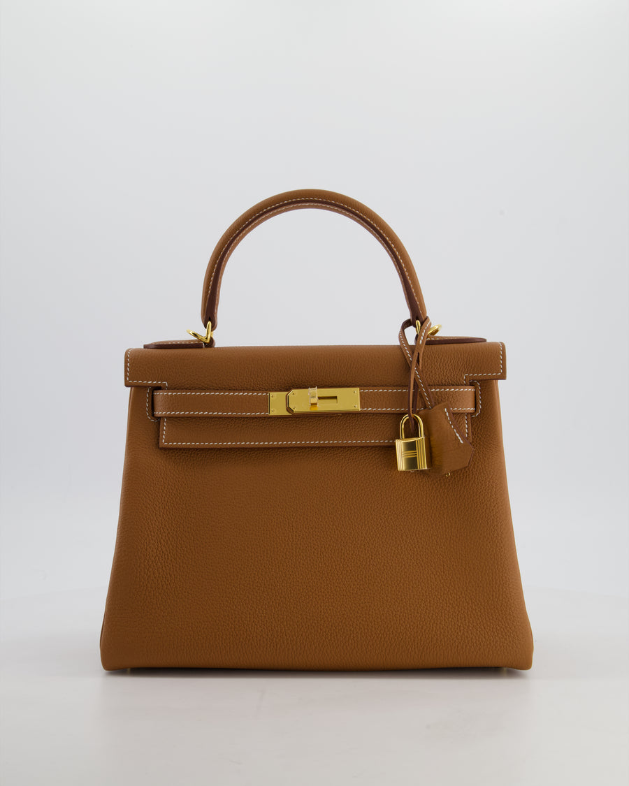 Hermès Kelly 28 Retourne Bag in Gold Togo Leather with Gold Hardware