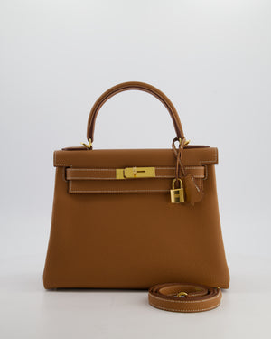 Hermès Kelly 28 Retourne Bag in Gold Togo Leather with Gold Hardware