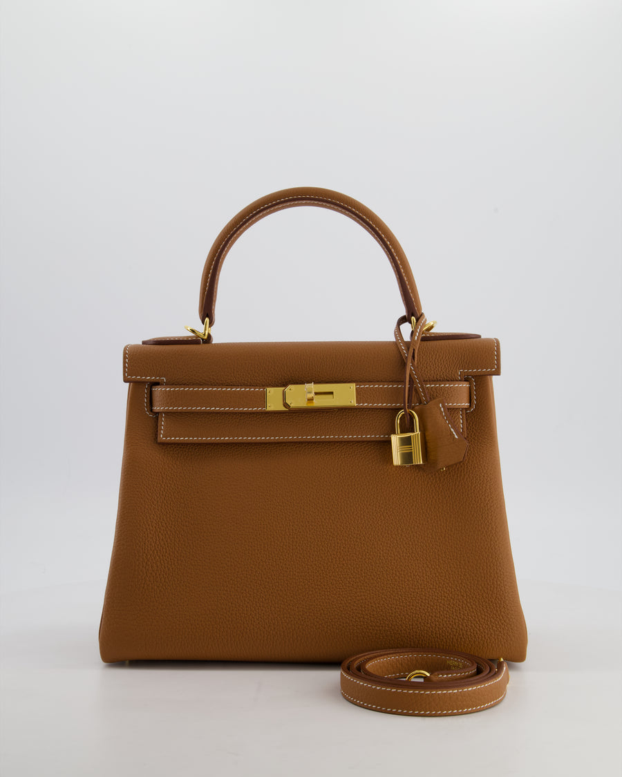 Hermès Kelly 28 Retourne Bag in Gold Togo Leather with Gold Hardware
