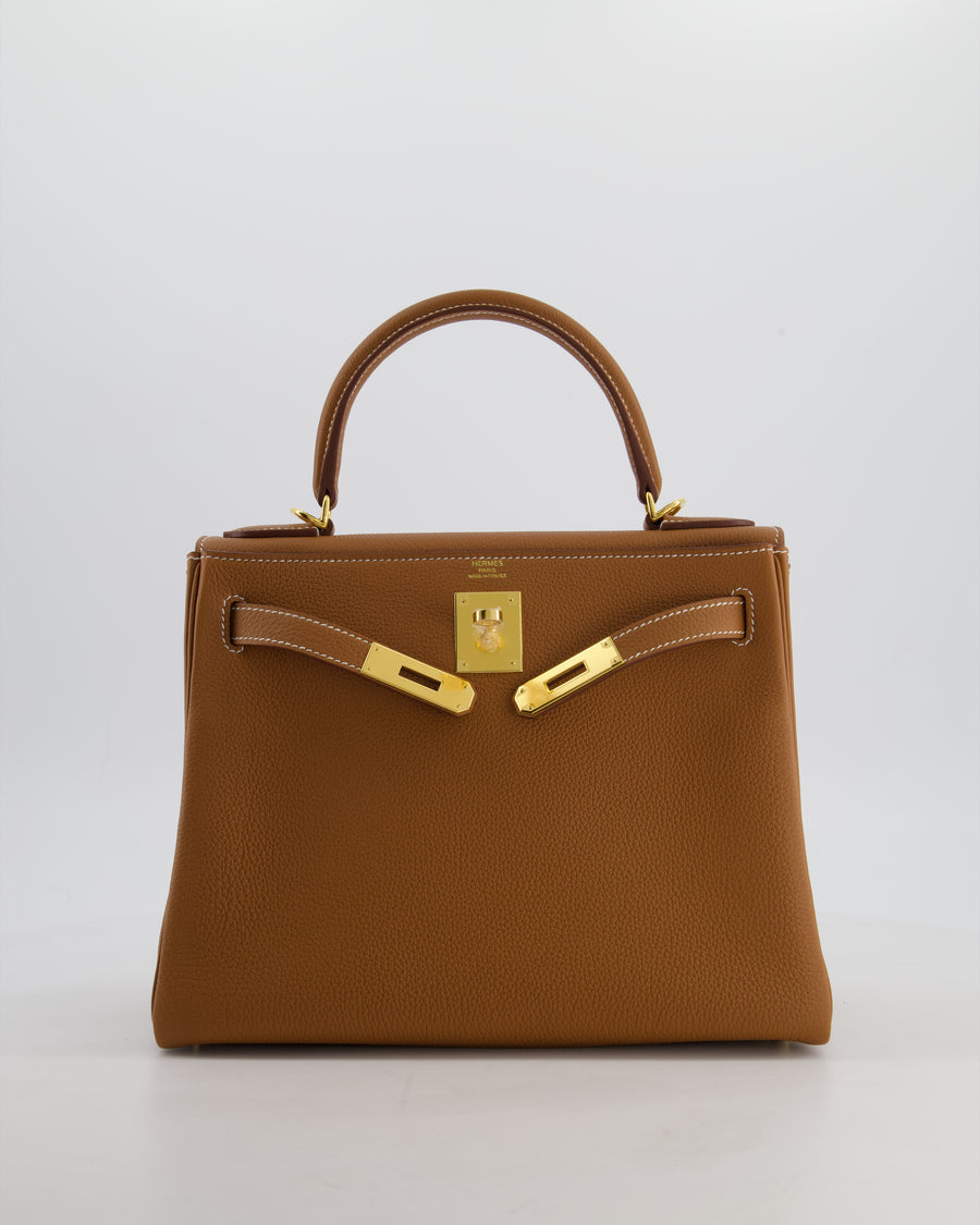 Hermès Kelly 28 Retourne Bag in Gold Togo Leather with Gold Hardware