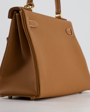 Hermès Kelly 28 Retourne Bag in Gold Togo Leather with Gold Hardware