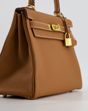 Hermès Kelly 28 Retourne Bag in Gold Togo Leather with Gold Hardware
