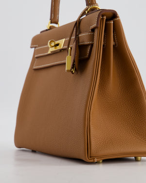 Hermès Kelly 28 Retourne Bag in Gold Togo Leather with Gold Hardware