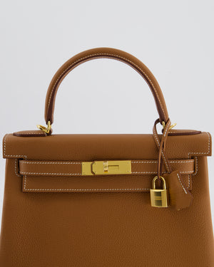 Hermès Kelly 28 Retourne Bag in Gold Togo Leather with Gold Hardware