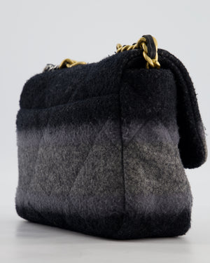 Chanel Grey Medium 19 Flap Bag in Wool Ombre with Mixed Hardware