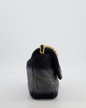 Chanel Grey Medium 19 Flap Bag in Wool Ombre with Mixed Hardware