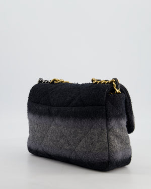 Chanel Grey Medium 19 Flap Bag in Wool Ombre with Mixed Hardware