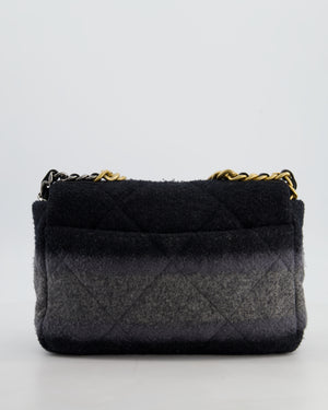 Chanel Grey Medium 19 Flap Bag in Wool Ombre with Mixed Hardware